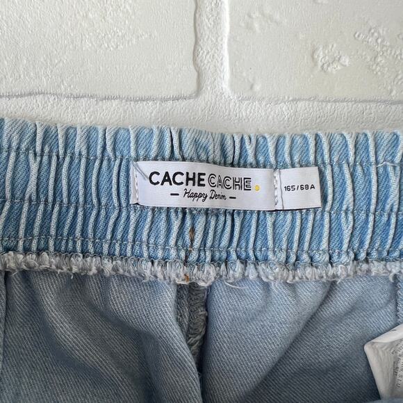 CACHE Women's Wide Leg Split Hem Vertical Stripe Light Wash Denim Jeans -sz 4 - Picture 6 of 7